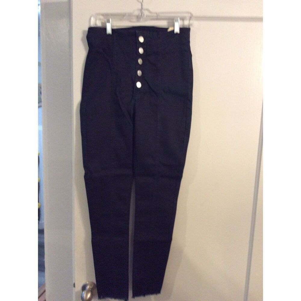 New NWT High Waist button front Skinny Jeans Raw hem Juniors Size 9 Denim blvd